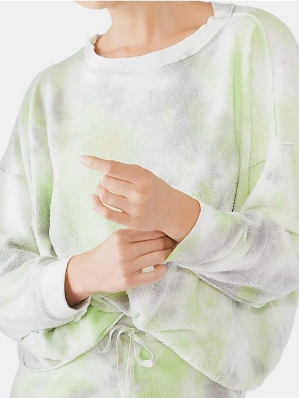 INTIMATELY FREE PEOPLE Oversized Green & Grey Tie-Dye Sweatshirt Size Medium